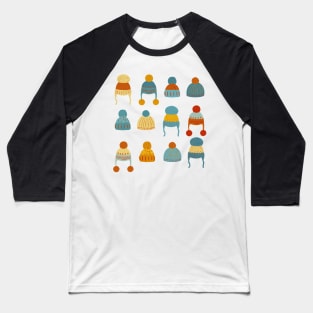 Winter Hats - Retro 70s Palette | Pattern Baseball T-Shirt